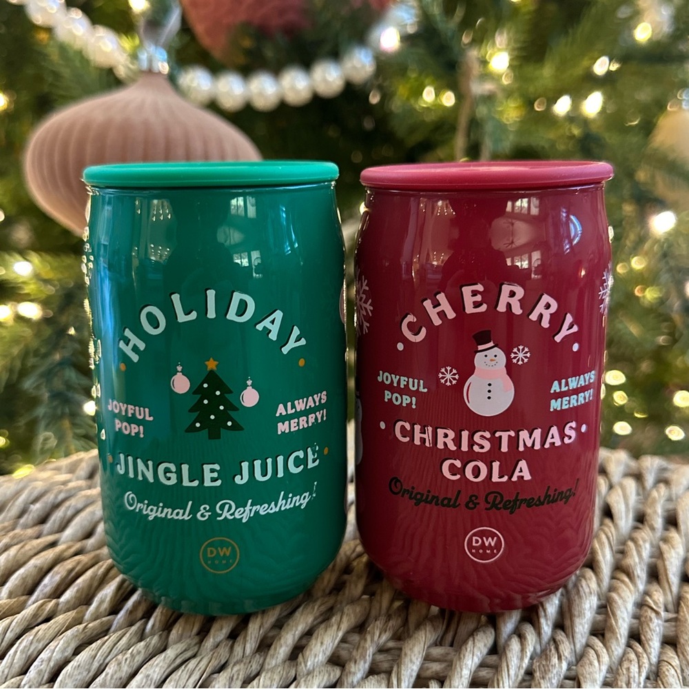 DW home soda can candles Cherry Christmas Cola Holiday Jingle Juice 6.4 oz
